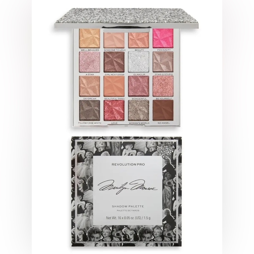 Revolution Marilyn Monroe Eyeshadow Palette - Black & Cream with Pink Accent
